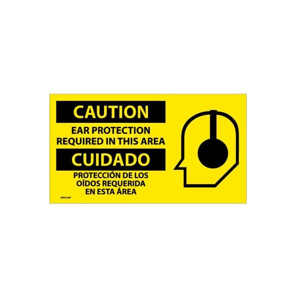 National Marker Co Bilingual Vinyl Sign - Caution Ear Protection Required In This Area SPSA123P - main
